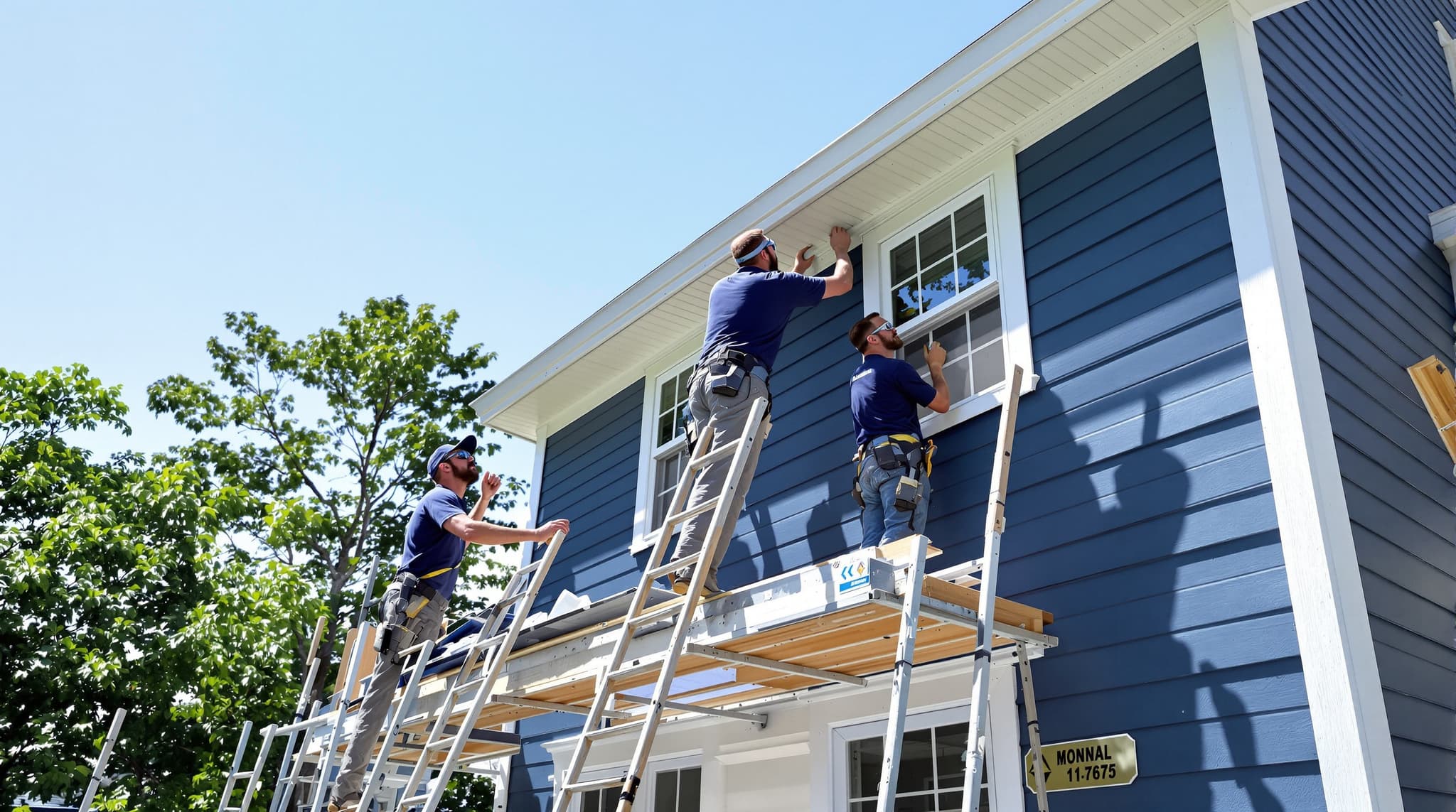 Long Island Siding Co. crew installing siding on a Long Island home