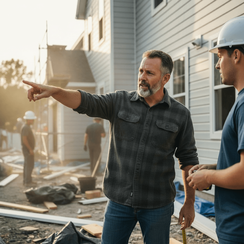 Mike Reilly, founder of Long Island Siding Co., on a job site